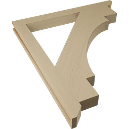 Ekena Millwork - BKTUR035X38X44MRC06RCPR - Timberthane Faux Wood Merced Style Bracket, Slat Ends, 3 1/2"W x 38"D x 44"H, Primed Tan