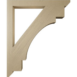 Ekena Millwork - BKTUR035X38X46MRC06RCPR - Timberthane Faux Wood Merced Style Bracket, Slat Ends, 3 1/2"W x 38"D x 46"H, Primed Tan