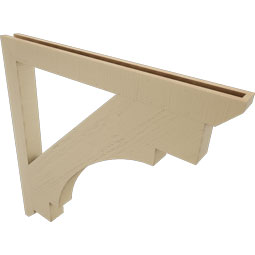 Ekena Millwork - BKTUR035X40X40MRC06RCPR - Timberthane Faux Wood Merced Style Bracket, Slat Ends, 3 1/2"W x 40"D x 40"H, Primed Tan
