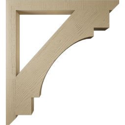 Ekena Millwork - BKTUR035X40X44MRC06RCPR - Timberthane Faux Wood Merced Style Bracket, Slat Ends, 3 1/2"W x 40"D x 44"H, Primed Tan