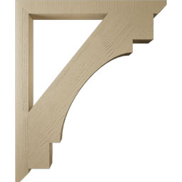 Ekena Millwork - BKTUR035X40X48MRC06RCPR - Timberthane Faux Wood Merced Style Bracket, Slat Ends, 3 1/2"W x 40"D x 48"H, Primed Tan
