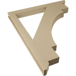Ekena Millwork - BKTUR035X40X48MRC06RCPR - Timberthane Faux Wood Merced Style Bracket, Slat Ends, 3 1/2"W x 40"D x 48"H, Primed Tan