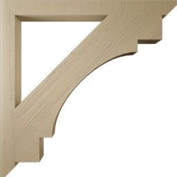 Ekena Millwork - BKTUR035X42X42MRC06RCPR - Timberthane Faux Wood Merced Style Bracket, Slat Ends, 3 1/2"W x 42"D x 42"H, Primed Tan