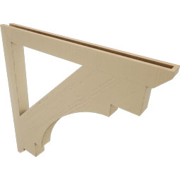 Ekena Millwork - BKTUR035X42X42MRC06RCPR - Timberthane Faux Wood Merced Style Bracket, Slat Ends, 3 1/2"W x 42"D x 42"H, Primed Tan
