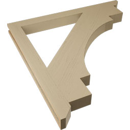 Ekena Millwork - BKTUR035X42X42MRC06RCPR - Timberthane Faux Wood Merced Style Bracket, Slat Ends, 3 1/2"W x 42"D x 42"H, Primed Tan