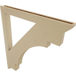 Ekena Millwork - BKTUR035X42X48MRC06RCPR - Timberthane Faux Wood Merced Style Bracket, Slat Ends, 3 1/2"W x 42"D x 48"H, Primed Tan