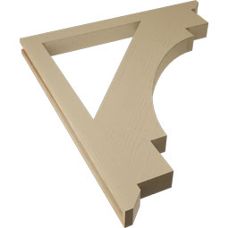 Ekena Millwork - BKTUR035X42X48MRC06RCPR - Timberthane Faux Wood Merced Style Bracket, Slat Ends, 3 1/2"W x 42"D x 48"H, Primed Tan