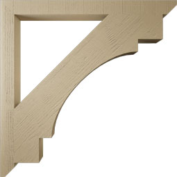 Ekena Millwork - BKTUR035X44X44MRC06RCPR - Timberthane Faux Wood Merced Style Bracket, Slat Ends, 3 1/2"W x 44"D x 44"H, Primed Tan