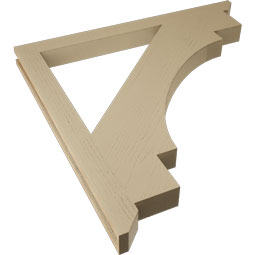 Ekena Millwork - BKTUR035X44X44MRC06RCPR - Timberthane Faux Wood Merced Style Bracket, Slat Ends, 3 1/2"W x 44"D x 44"H, Primed Tan