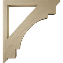 Ekena Millwork - BKTUR035X44X48MRC06RCPR - Timberthane Faux Wood Merced Style Bracket, Slat Ends, 3 1/2"W x 44"D x 48"H, Primed Tan