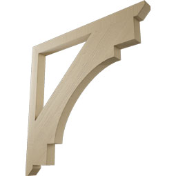 Ekena Millwork - BKTUR035X46X46MRC06RCPR - Timberthane Faux Wood Merced Style Bracket, Slat Ends, 3 1/2"W x 46"D x 46"H, Primed Tan