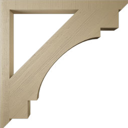 Ekena Millwork - BKTUR035X48X48MRC06RCPR - Timberthane Faux Wood Merced Style Bracket, Slat Ends, 3 1/2"W x 48"D x 48"H, Primed Tan
