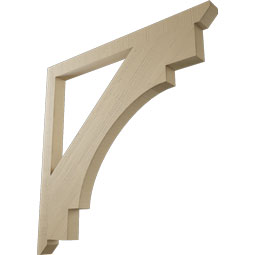 Ekena Millwork - BKTUR035X48X48MRC06RCPR - Timberthane Faux Wood Merced Style Bracket, Slat Ends, 3 1/2"W x 48"D x 48"H, Primed Tan