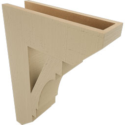 Ekena Millwork - BKTUR055X18X26MRC06RCPR - Timberthane Faux Wood Merced Style Bracket, Slat Ends, 5 1/2"W x 18"D x 26"H, Primed Tan