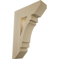 Ekena Millwork - BKTUR055X18X26MRC06RCPR - Timberthane Faux Wood Merced Style Bracket, Slat Ends, 5 1/2"W x 18"D x 26"H, Primed Tan