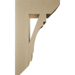 Ekena Millwork - BKTUR055X18X30MRC06RCPR - Timberthane Faux Wood Merced Style Bracket, Slat Ends, 5 1/2"W x 18"D x 30"H, Primed Tan