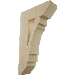 Ekena Millwork - BKTUR055X18X30MRC06RCPR - Timberthane Faux Wood Merced Style Bracket, Slat Ends, 5 1/2"W x 18"D x 30"H, Primed Tan