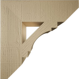 Ekena Millwork - BKTUR055X20X20MRC06RCPR - Timberthane Faux Wood Merced Style Bracket, Slat Ends, 5 1/2"W x 20"D x 20"H, Primed Tan