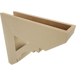 Ekena Millwork - BKTUR055X20X20MRC06RCPR - Timberthane Faux Wood Merced Style Bracket, Slat Ends, 5 1/2"W x 20"D x 20"H, Primed Tan