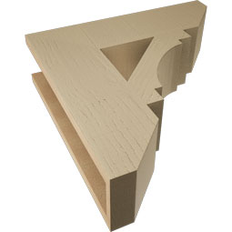 Ekena Millwork - BKTUR055X20X20MRC06RCPR - Timberthane Faux Wood Merced Style Bracket, Slat Ends, 5 1/2"W x 20"D x 20"H, Primed Tan
