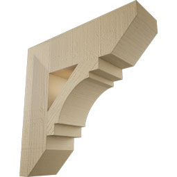 Ekena Millwork - BKTUR055X20X20MRC06RCPR - Timberthane Faux Wood Merced Style Bracket, Slat Ends, 5 1/2"W x 20"D x 20"H, Primed Tan
