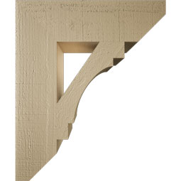 Ekena Millwork - BKTUR055X20X24MRC06RCPR - Timberthane Faux Wood Merced Style Bracket, Slat Ends, 5 1/2"W x 20"D x 24"H, Primed Tan