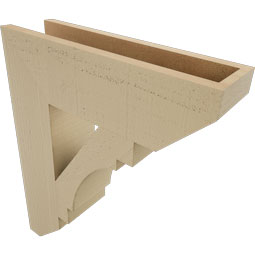 Ekena Millwork - BKTUR055X20X24MRC06RCPR - Timberthane Faux Wood Merced Style Bracket, Slat Ends, 5 1/2"W x 20"D x 24"H, Primed Tan