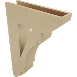 Ekena Millwork - BKTUR055X20X32MRC06RCPR - Timberthane Faux Wood Merced Style Bracket, Slat Ends, 5 1/2"W x 20"D x 32"H, Primed Tan