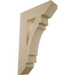 Ekena Millwork - BKTUR055X20X32MRC06RCPR - Timberthane Faux Wood Merced Style Bracket, Slat Ends, 5 1/2"W x 20"D x 32"H, Primed Tan