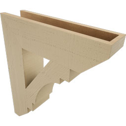 Ekena Millwork - BKTUR055X22X26MRC06RCPR - Timberthane Faux Wood Merced Style Bracket, Slat Ends, 5 1/2"W x 22"D x 26"H, Primed Tan
