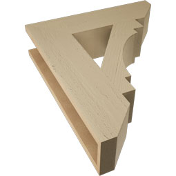 Ekena Millwork - BKTUR055X22X26MRC06RCPR - Timberthane Faux Wood Merced Style Bracket, Slat Ends, 5 1/2"W x 22"D x 26"H, Primed Tan
