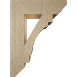 Ekena Millwork - BKTUR055X22X30MRC06RCPR - Timberthane Faux Wood Merced Style Bracket, Slat Ends, 5 1/2"W x 22"D x 30"H, Primed Tan