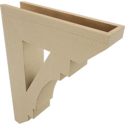 Ekena Millwork - BKTUR055X22X30MRC06RCPR - Timberthane Faux Wood Merced Style Bracket, Slat Ends, 5 1/2"W x 22"D x 30"H, Primed Tan