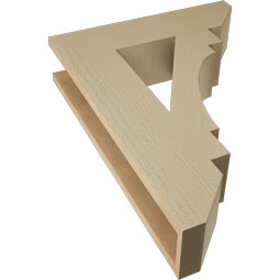 Ekena Millwork - BKTUR055X22X30MRC06RCPR - Timberthane Faux Wood Merced Style Bracket, Slat Ends, 5 1/2"W x 22"D x 30"H, Primed Tan