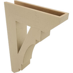 Ekena Millwork - BKTUR055X22X34MRC06RCPR - Timberthane Faux Wood Merced Style Bracket, Slat Ends, 5 1/2"W x 22"D x 34"H, Primed Tan