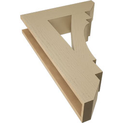 Ekena Millwork - BKTUR055X22X34MRC06RCPR - Timberthane Faux Wood Merced Style Bracket, Slat Ends, 5 1/2"W x 22"D x 34"H, Primed Tan