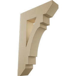 Ekena Millwork - BKTUR055X22X34MRC06RCPR - Timberthane Faux Wood Merced Style Bracket, Slat Ends, 5 1/2"W x 22"D x 34"H, Primed Tan