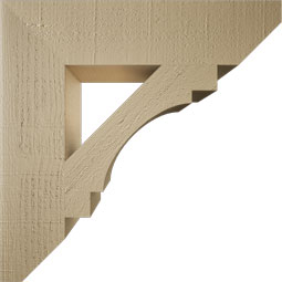 Ekena Millwork - BKTUR055X24X24MRC06RCPR - Timberthane Faux Wood Merced Style Bracket, Slat Ends, 5 1/2"W x 24"D x 24"H, Primed Tan