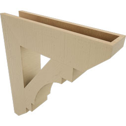 Ekena Millwork - BKTUR055X24X28MRC06RCPR - Timberthane Faux Wood Merced Style Bracket, Slat Ends, 5 1/2"W x 24"D x 28"H, Primed Tan