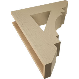Ekena Millwork - BKTUR055X24X28MRC06RCPR - Timberthane Faux Wood Merced Style Bracket, Slat Ends, 5 1/2"W x 24"D x 28"H, Primed Tan