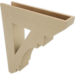 Ekena Millwork - BKTUR055X24X32MRC06RCPR - Timberthane Faux Wood Merced Style Bracket, Slat Ends, 5 1/2"W x 24"D x 32"H, Primed Tan