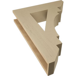 Ekena Millwork - BKTUR055X24X32MRC06RCPR - Timberthane Faux Wood Merced Style Bracket, Slat Ends, 5 1/2"W x 24"D x 32"H, Primed Tan