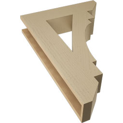 Ekena Millwork - BKTUR055X24X36MRC06RCPR - Timberthane Faux Wood Merced Style Bracket, Slat Ends, 5 1/2"W x 24"D x 36"H, Primed Tan