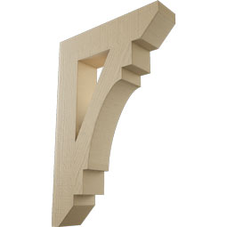 Ekena Millwork - BKTUR055X24X36MRC06RCPR - Timberthane Faux Wood Merced Style Bracket, Slat Ends, 5 1/2"W x 24"D x 36"H, Primed Tan