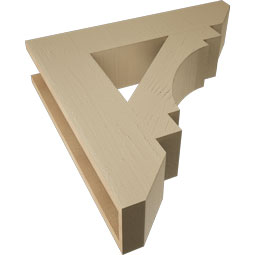 Ekena Millwork - BKTUR055X26X26MRC06RCPR - Timberthane Faux Wood Merced Style Bracket, Slat Ends, 5 1/2"W x 26"D x 26"H, Primed Tan