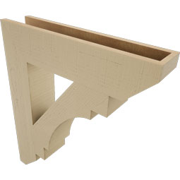 Ekena Millwork - BKTUR055X26X30MRC06RCPR - Timberthane Faux Wood Merced Style Bracket, Slat Ends, 5 1/2"W x 26"D x 30"H, Primed Tan