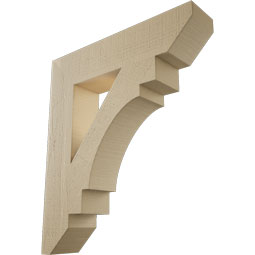 Ekena Millwork - BKTUR055X26X30MRC06RCPR - Timberthane Faux Wood Merced Style Bracket, Slat Ends, 5 1/2"W x 26"D x 30"H, Primed Tan