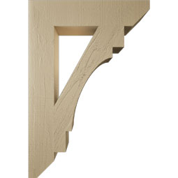 Ekena Millwork - BKTUR055X26X38MRC06RCPR - Timberthane Faux Wood Merced Style Bracket, Slat Ends, 5 1/2"W x 26"D x 38"H, Primed Tan