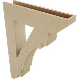 Ekena Millwork - BKTUR055X26X38MRC06RCPR - Timberthane Faux Wood Merced Style Bracket, Slat Ends, 5 1/2"W x 26"D x 38"H, Primed Tan