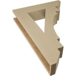 Ekena Millwork - BKTUR055X26X38MRC06RCPR - Timberthane Faux Wood Merced Style Bracket, Slat Ends, 5 1/2"W x 26"D x 38"H, Primed Tan